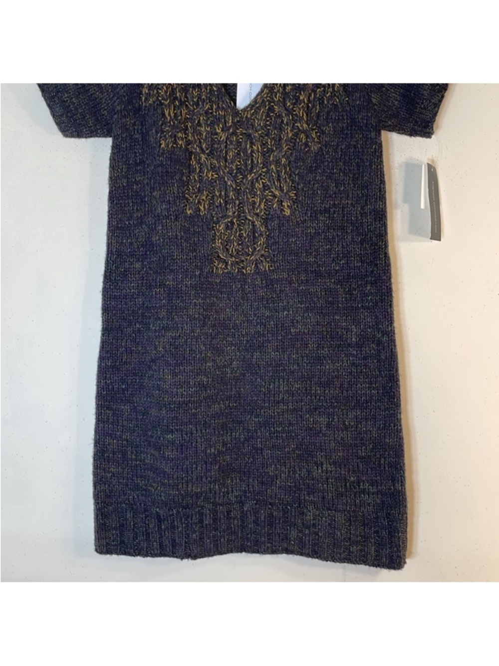 French Connection Wool Blend Chunky Cable Knit Short Sleeve Sweater Dress. 8 NWT - Picture 5 of 9